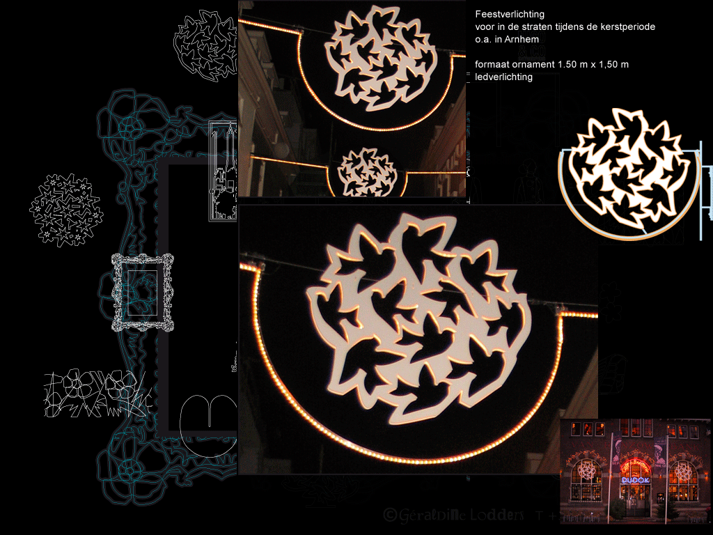kerstboom freedomtree hekwerk decor kostuums straatverlichting duifornament tafel let's recreate